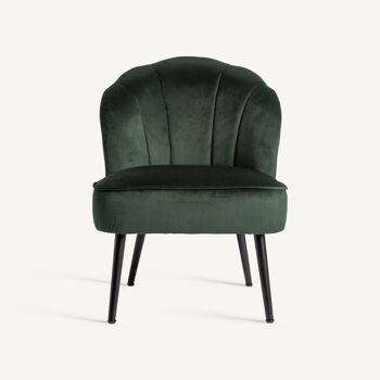 Fauteuil rembourré en velours vert Julia - 57x65x72cm 3