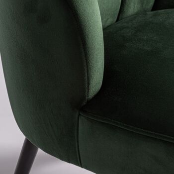 Fauteuil rembourré en velours vert Julia - 57x65x72cm 6