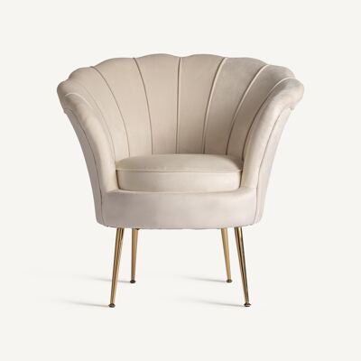 Velvet upholstered armchair Valentina white - 76x81x87cm
