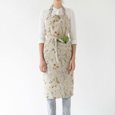 Leaves on Natural Linen Chef Apron