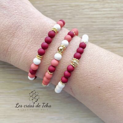 Set of 3 Mona matte acrylic bead bracelets
