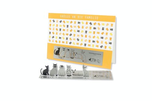 Skulpo Edelstahlgrußkarte Katze