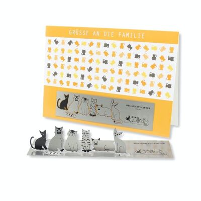Skulpo carte de voeux en acier inoxydable chat