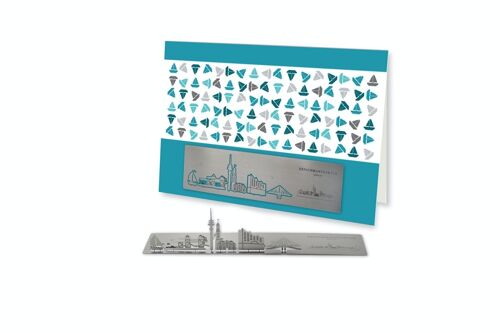 Skulpo Edelstahlgrußkarte Skyline Hamburg