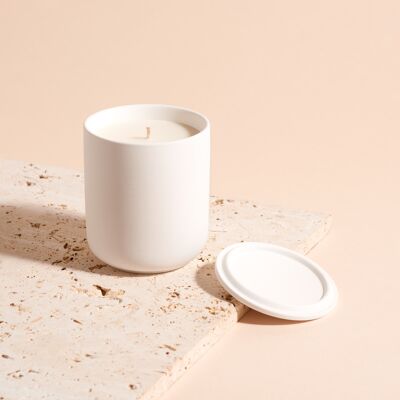 Coconut & Peach White Ceramic Candle