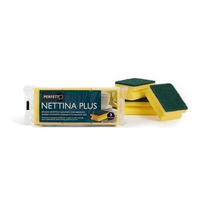 SPUGNA ABRASIVA "Nettina Plus" SAGOMATA 3 pezzi