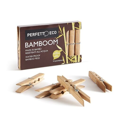 PINZE BUCATO IN LEGNO DI BAMBÙ coll. Bamboom - conf. 10 pezzi
