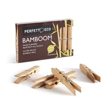PINCES À LESSIVE EN BOIS DE BAMBOU coll. Bambou - pack 10 morceaux 1