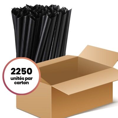 Pailles pour Bubble Tea XXL noires en plastique - Carton (2250 pailles)