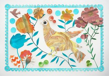 Impression d'art - Collage d'oiseaux floraux 2