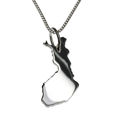 Collier 50cm + pendentif Finlande en argent massif 925