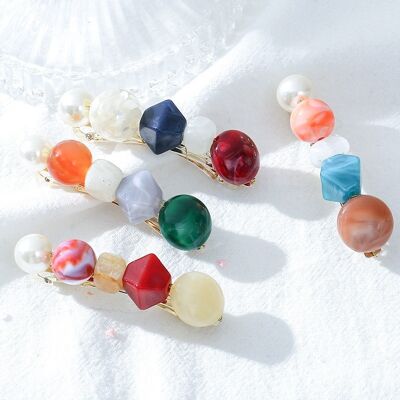 Faux Pearl Colorful Hair Barrette