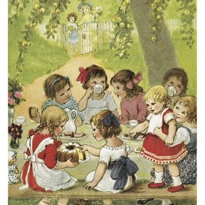 Postkarte Tea-Party-Garten