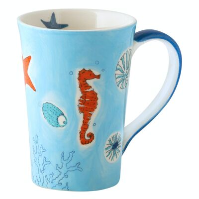 Tea mug Save the Ocean - ceramic tableware - hand-painted