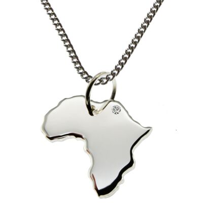 Collana da 50 cm + pendente Africa con un diamante da 0,015 ct nella posizione desiderata in argento 925