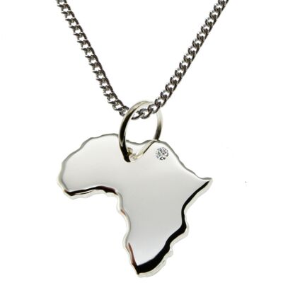 Collar de 50 cm + colgante de África con un diamante de 0.015 ct en la ubicación deseada en plata 925