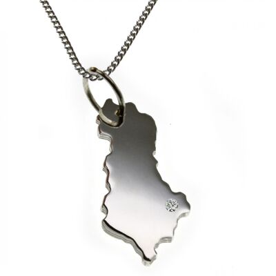 50cm necklace + Albania pendant with a diamond 0.015ct at your desired location in 925 silver