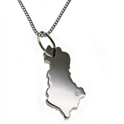50cm necklace + Albania pendant with a diamond 0.015ct at your desired location in 925 silver