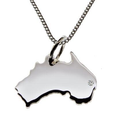 50cm necklace + Australia pendant with a diamond 0.015ct at your desired location in 925 silver