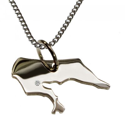 50cm necklace + Borkum pendant with a diamond 0.015ct at your desired location in 925 silver