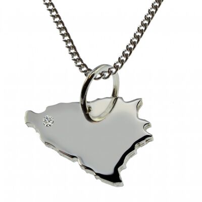 50cm necklace + Bosnia pendant with a diamond 0.015ct at your desired location in 925 silver