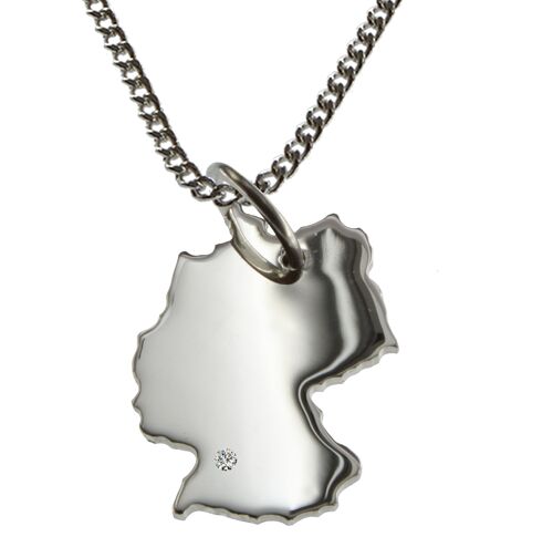 50cm Halskette + Deutschland Anhänger mit einem Brillant 0,015ct an Ihrem Wunschort in 925 Silber