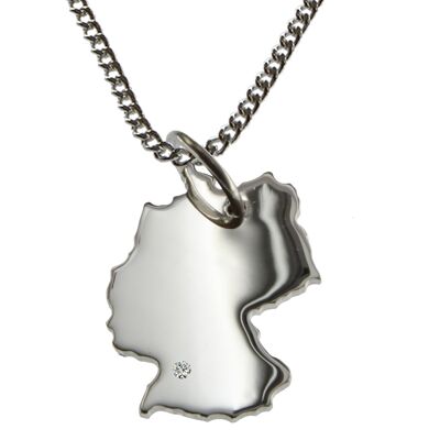 50cm Halskette + Deutschland Anhänger mit einem Brillant 0,015ct an Ihrem Wunschort in 925 Silber