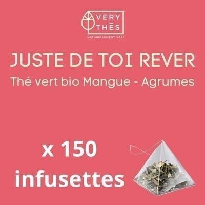 150 INFUSETTES en 1 bolsita de té verde orgánico de mango y cítricos