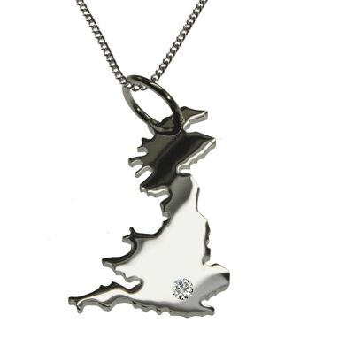 50cm necklace + England pendant with a diamond 0.015ct at your desired location in 925 silver