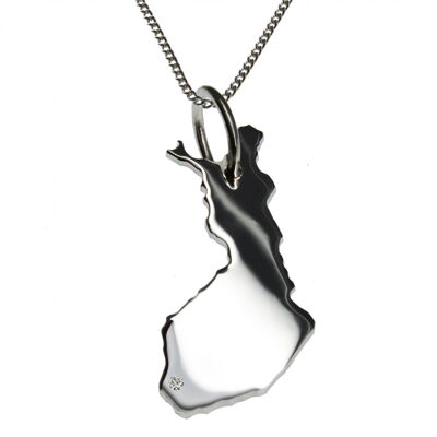 50cm necklace + Finland pendant with a diamond 0.015ct at your desired location in 925 silver