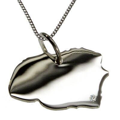 50cm Halskette + Föhr Anhänger mit einem Brillant 0,015ct an Ihrem Wunschort in 925 Silber