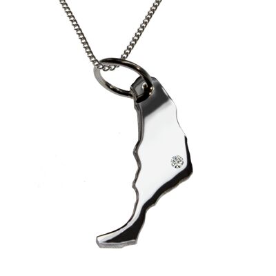 50cm Halskette + Fuerteventura Anhänger mit einem Brillant 0,015ct an Ihrem Wunschort in 925 Silber
