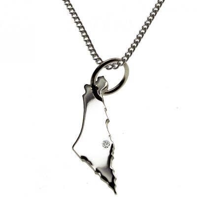 50cm necklace + Israel pendant with a diamond 0.015ct at your desired location in 925 silver