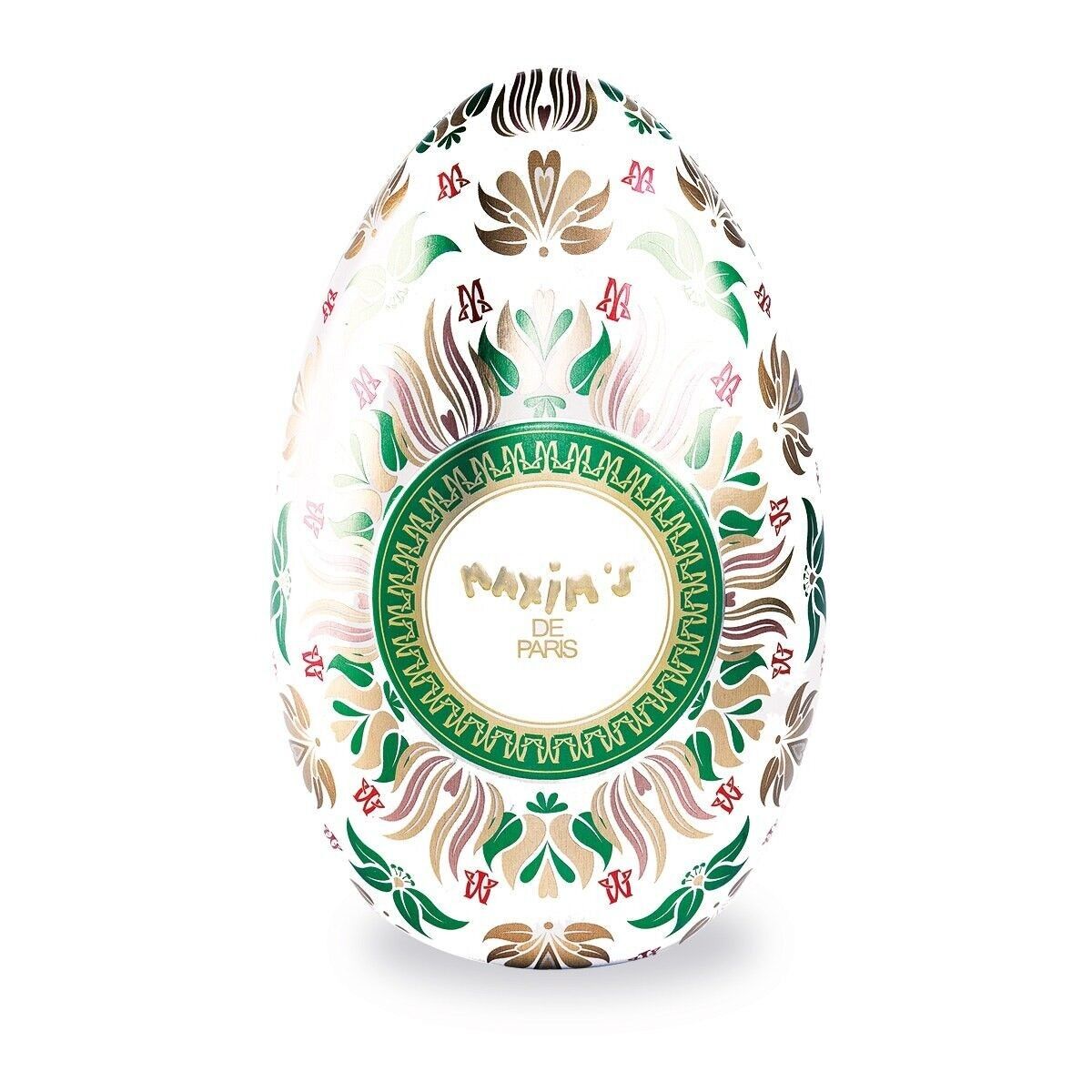 Uovo di Pasqua in metallo bianco | ovetti di cioccolato al latte pralinato