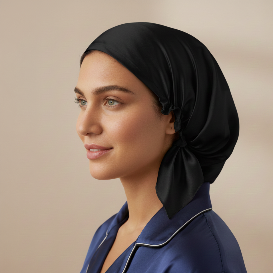 YOSMO Small Mulberry Silk Sleep Bonnet | 19 Momme Silk Wrap for Short Hair