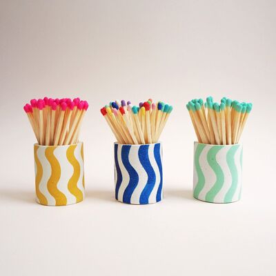 Yellow Squiggles Match Stick Holder