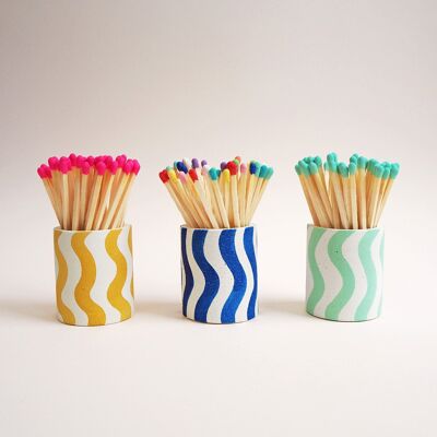 Blue Squiggles Match Stick Holder