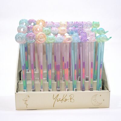 Pack de 60 stylos fantaisie à encre multicolore Magic Glitters