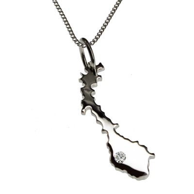 50cm necklace + Norway pendant with a diamond 0.015ct at your desired location in 925 silver