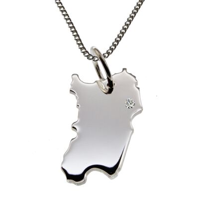 Collar de 50 cm + colgante de Cerdeña con un diamante de 0.015 ct en la ubicación deseada en plata 925