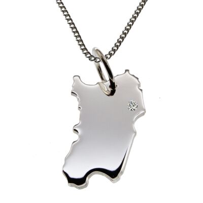 Collana 50cm + pendente Sardegna con diamante 0.015ct nella posizione desiderata in argento 925