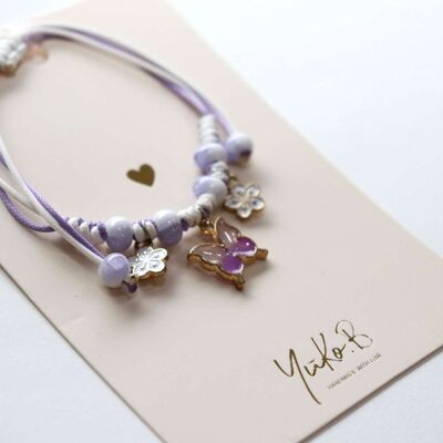 Cord bracelet for children - Purple Butterfly