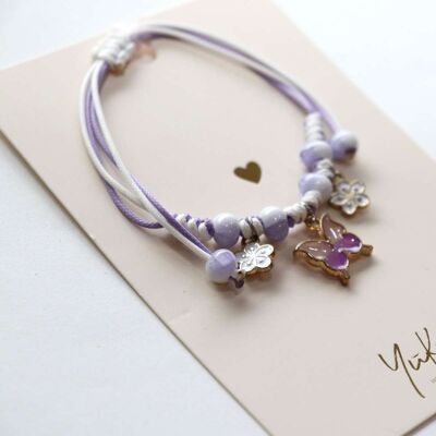 Cord bracelet for children - Purple Butterfly