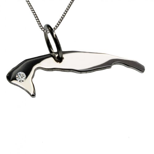 50cm Halskette + Wangerooge Anhänger mit einem Brillant 0,015ct an Ihrem Wunschort in 925 Silber