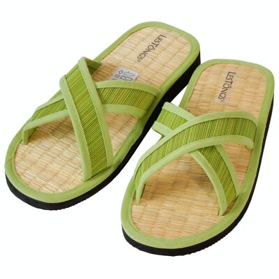 Cinnamon slippers LesTôngs X-Saigon natural/lime green