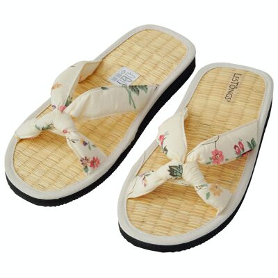 Chaussons cannelle LesTôngs Soft-X Flower-Print beige