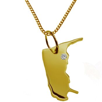 Collier de 50 cm + pendentif Amrum avec un diamant de 0,015 ct à l'emplacement de votre choix en or jaune massif 585