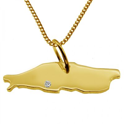 Collier de 50 cm + pendentif Baltrum avec un diamant de 0,015 ct à l'emplacement de votre choix en or jaune massif 585
