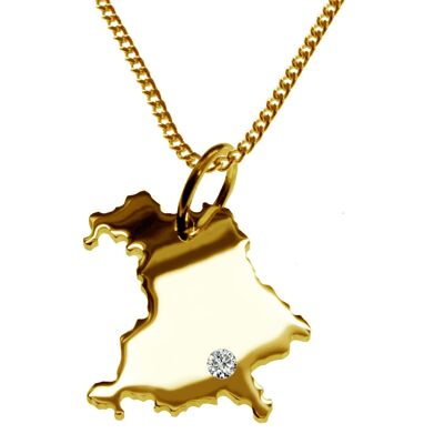 Collar de 50 cm + colgante Bavaria con un diamante de 0.015 ct en la ubicación deseada en oro amarillo sólido 585