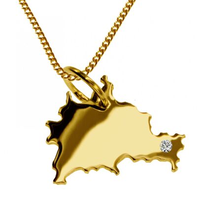 50cm necklace + Berlin pendant with a diamond 0.015ct at your desired location in solid 585 yellow gold